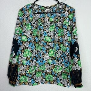 Alex‎ Colman Shirt Womens Medium Floral Long Sleeve Peasant Cottagecore Blouse